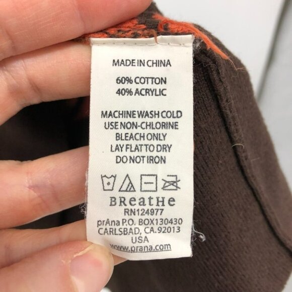 Prana Meryl hooded a chevron orange and brown long sleeve sweater dress small - Picture 8 of 14